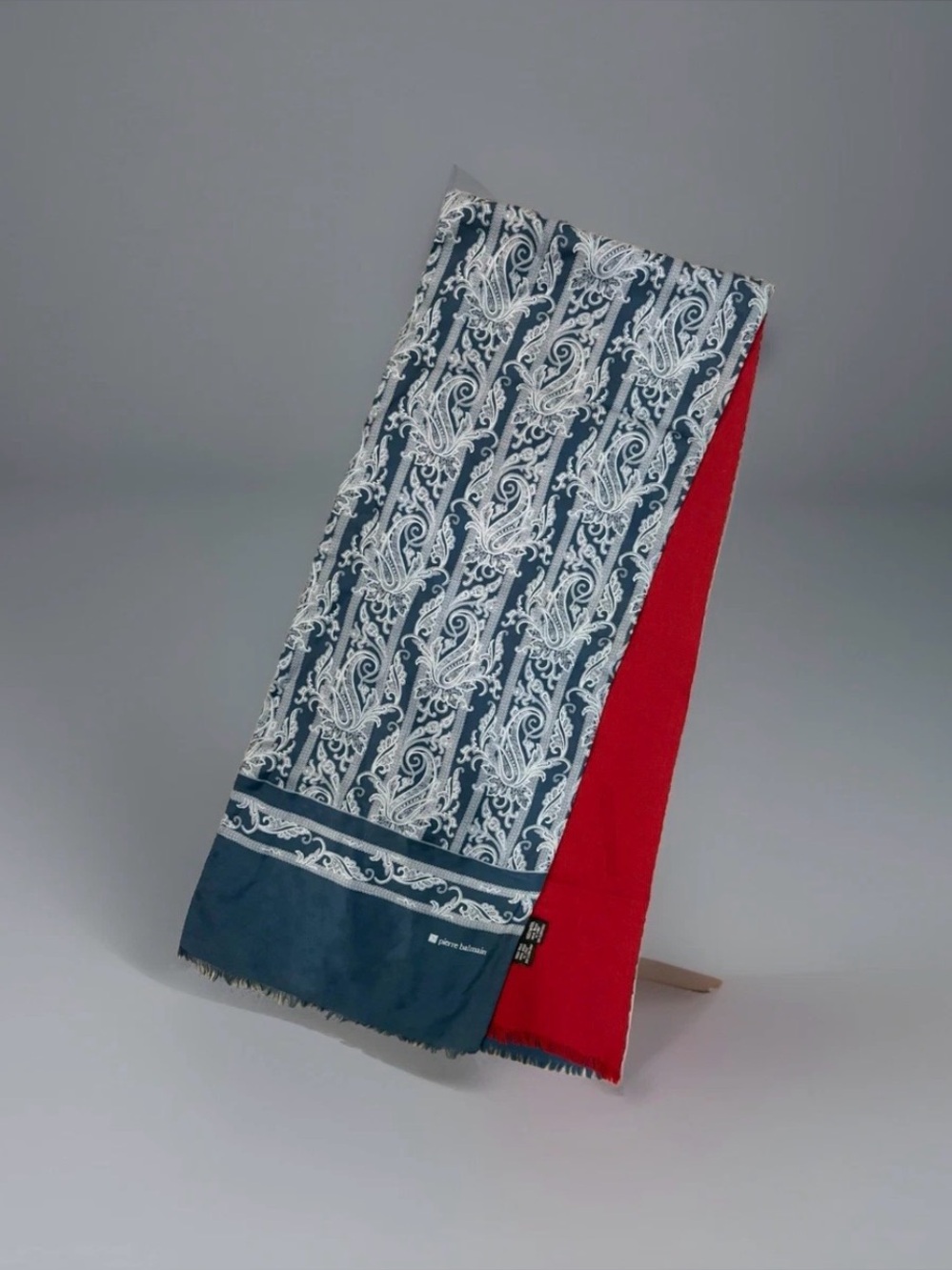 Vintage Scarf Pierre Balmain Silk Wool Paisley Reversible 53”X 11" Men’s Italy